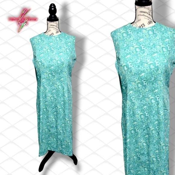 Vintage 1960's Retro Paisley Mod Pencil Skirt Dress - Picture 4 of 9
